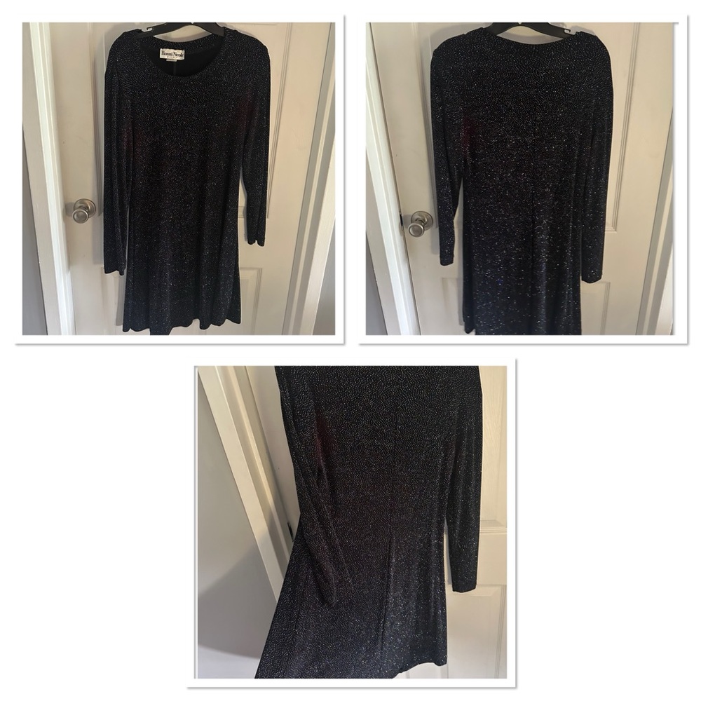 Ronni Nicole Black Glitter Long Sleeve Dress